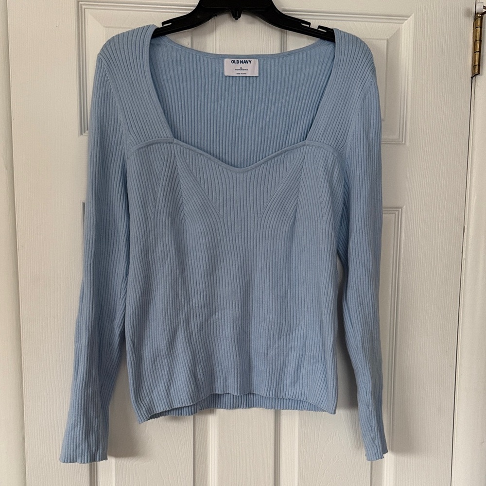 Old Navy Sky Blue Ribbed Knit Top